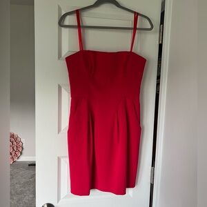 BCBG Max Azria Martina Strapless Mini Dress - Azalea Red, Size 6, AOF6M381